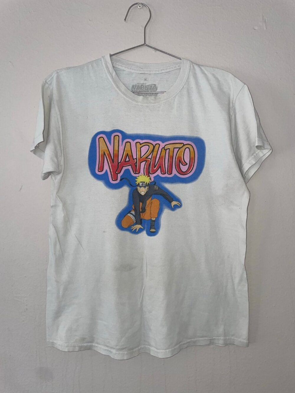 Naruto Shippuden Men's Graphic Tee White Size M Anime